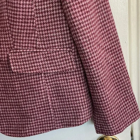 Talbots Wool Blend Women's Blazer in Pink Houndstooth sz 6 - Picture 4 of 14